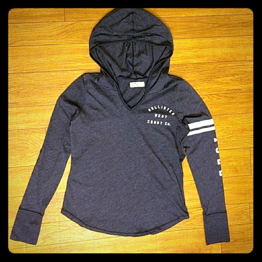 Hollister Navy hooded long sleeve T-shirt